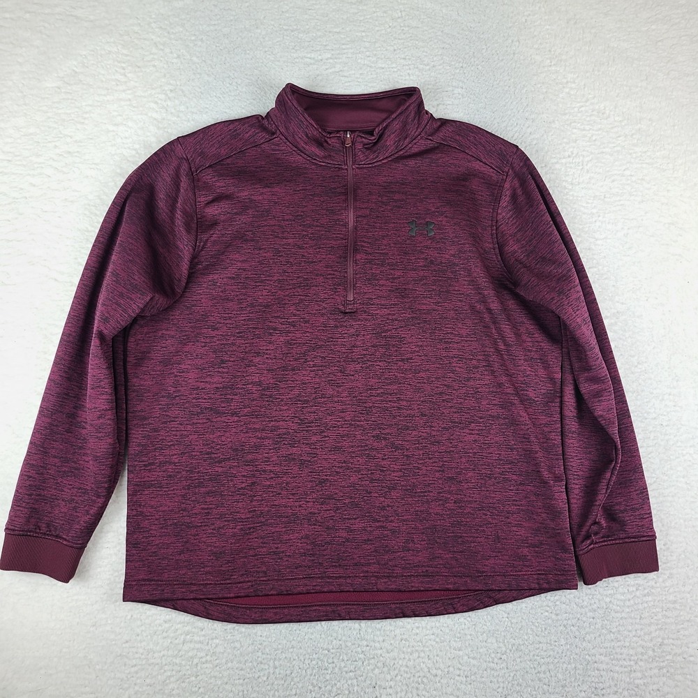 Under Armour Sweater Mens 2XL XXL Burgundy Red Heathered Loose Coldgear Golf